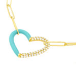 Turquoise Enamel Diamond Heart Necklace 2