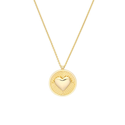 Chevron and Puff Heart Medallion Necklace