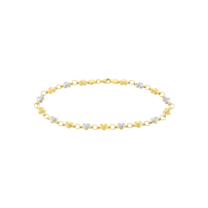 Two-Tone Hearts Anklet