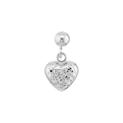 Diamond-Cut Puffed Heart Dangle Earrings 1