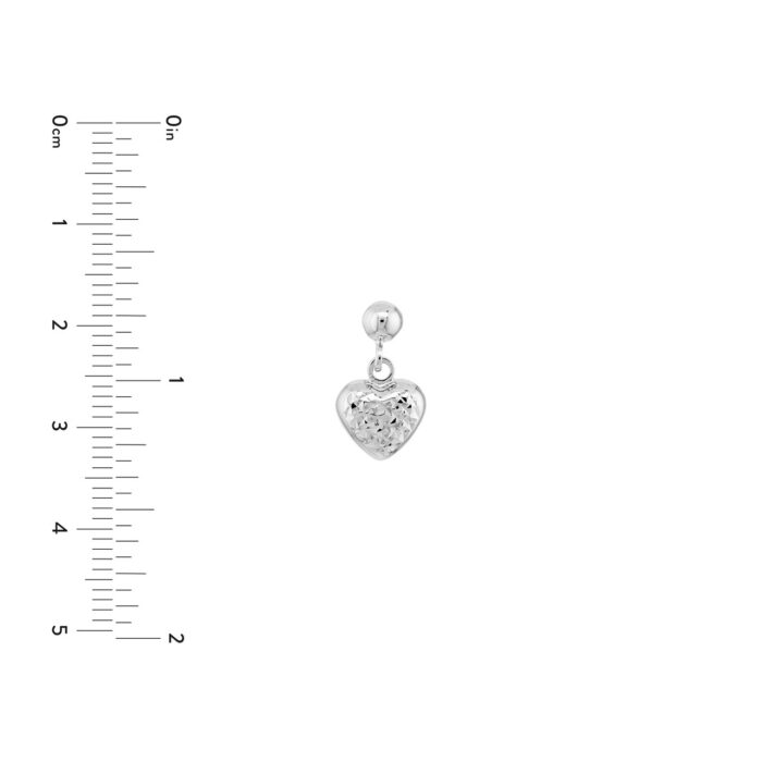 Diamond-Cut Puffed Heart Dangle Earrings size guide