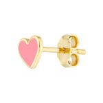 Pink Enamel Heart Baby Stud Earrings 4