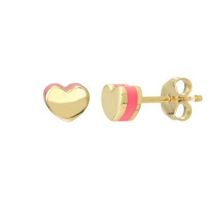 Heart Stud Earrings Pink Enamel
