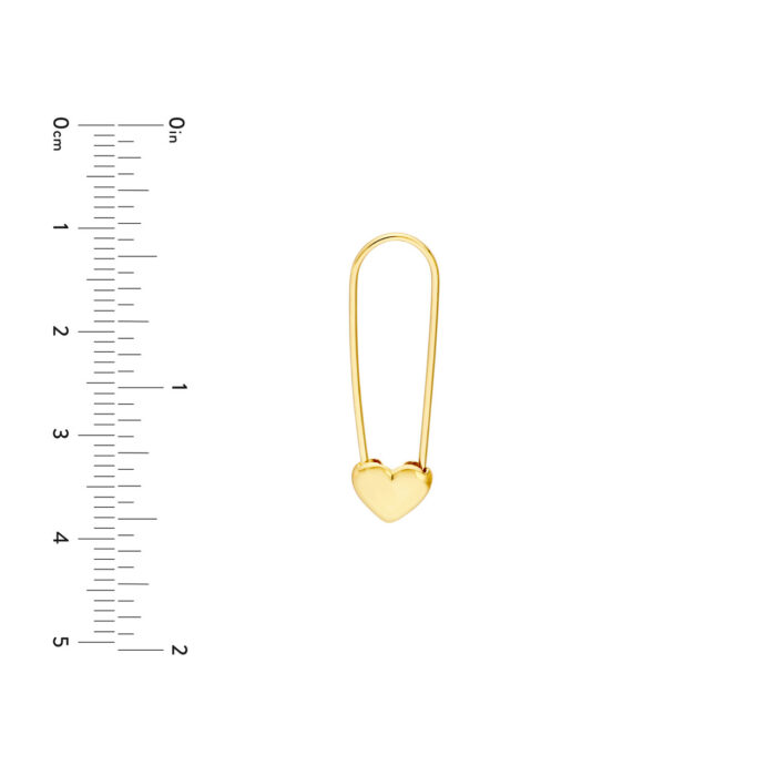 Heart Safety Pin Hoop Earrings size guide