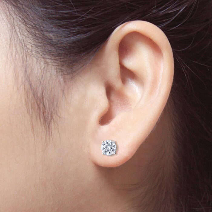Lab Grown Diamond Stud Earrings Round 1.75 ct. each