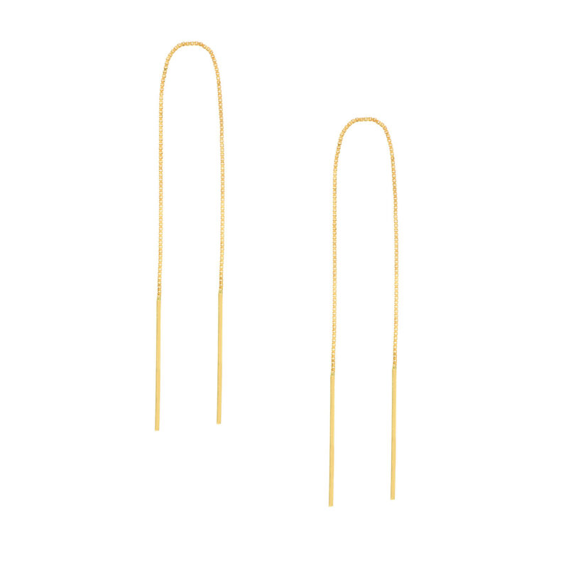 Staple Long Bar Threader Long Earrings - Via Jewelry