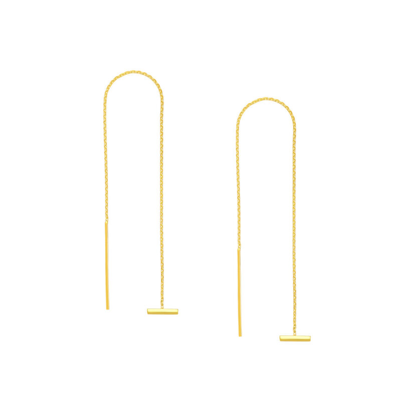 Gold bar drop earring