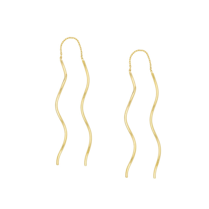 Wavy Chain Long drop Earrings - Via Jewelry