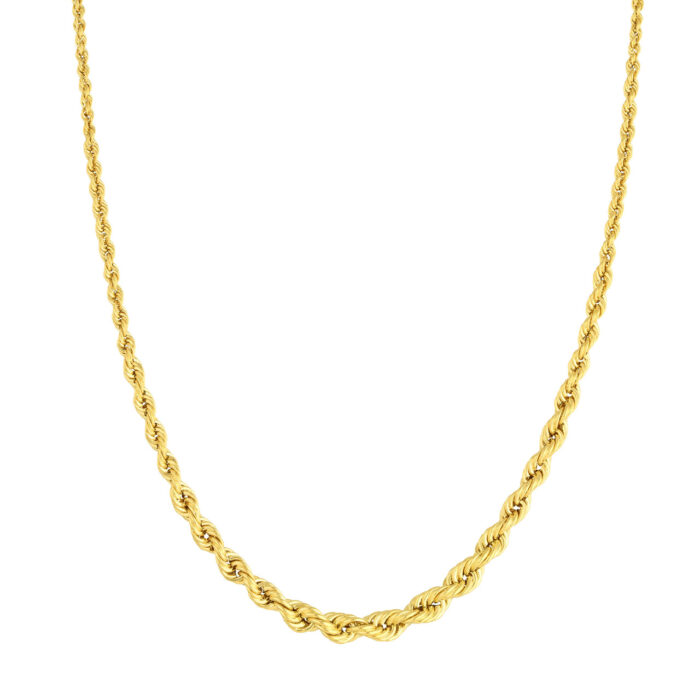 Graduated Rope Chain Gold Necklace