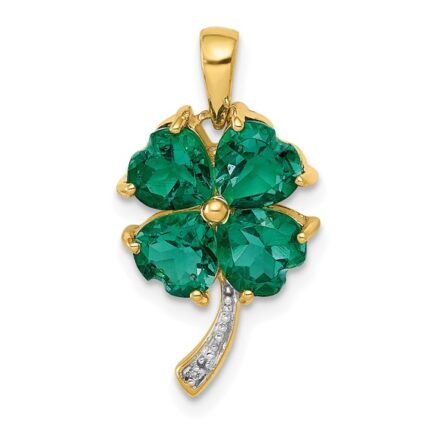 Emerald and Diamond Four Leaf Clover Pendant 3