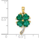 Emerald and Diamond Four Leaf Clover Pendant 8