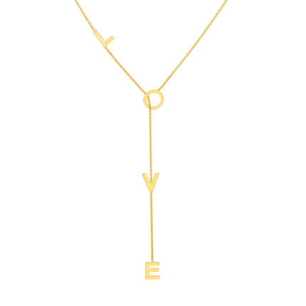 LOVE lariat gold necklace