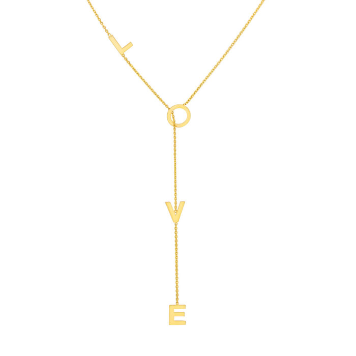 LOVE lariat gold necklace