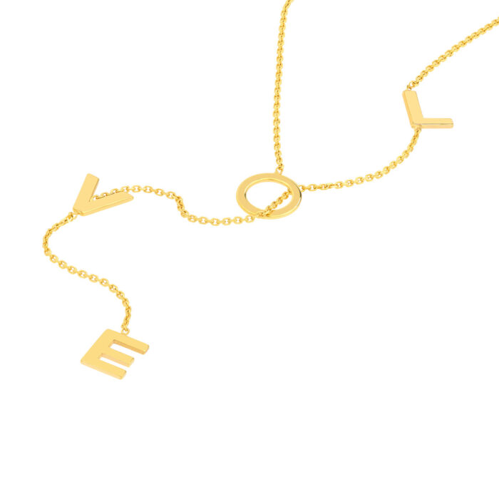 LOVE lariat gold necklace