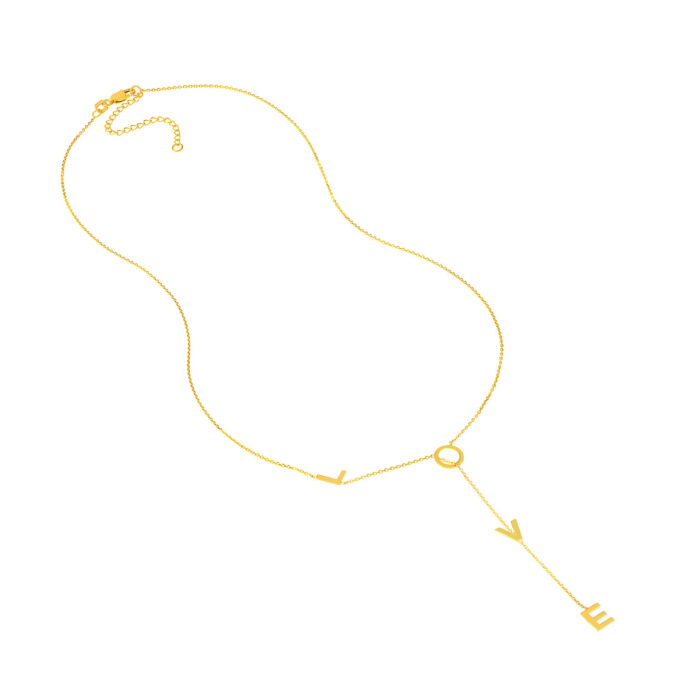 LOVE lariat gold necklace