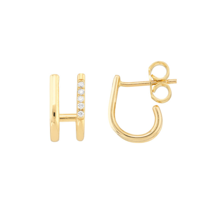 Diamond Double J Hoop Earring