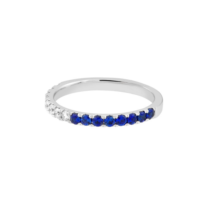 Sapphire & Diamond Stackable Band