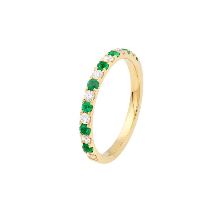 Emerald & Diamond Stackable Band